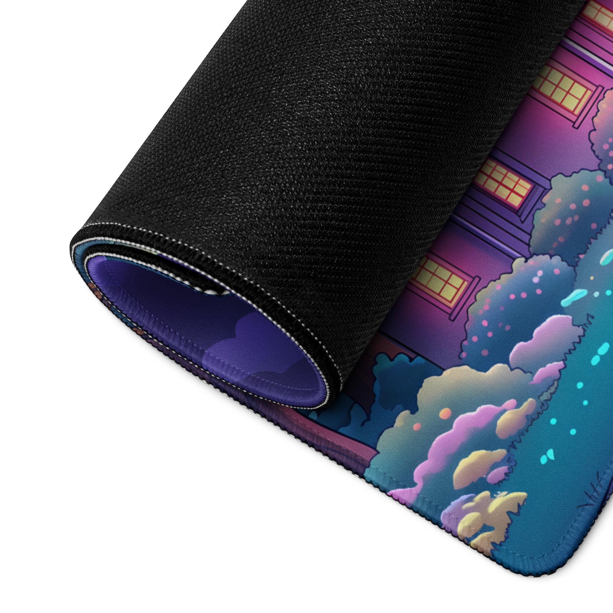 Neon Vaporwave Desk Pad Landscape - Mouse Pad Neon Pink Purple Blue For Gaming Desk Retro Dreamy Synthwave Decor Art