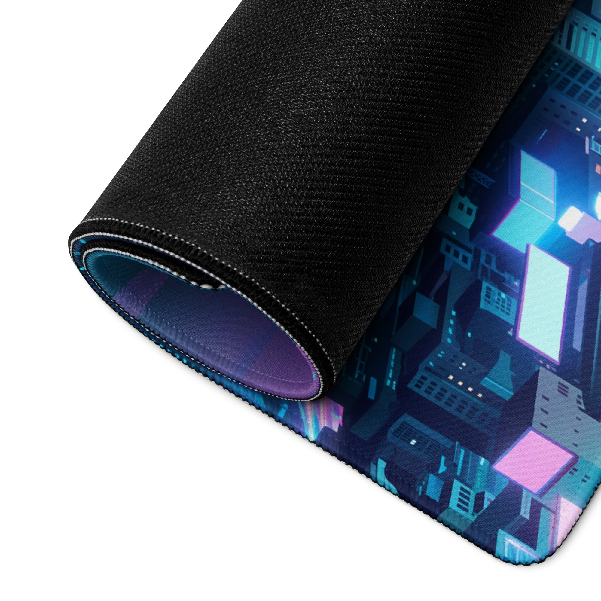 Neon Vaporwave City Mouse Pad - Mouse Pad Blue Purple Teal Vaporwave Desk Nostalgic Neon Cyberpunk Digital