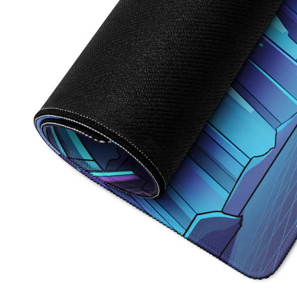 Neon Vaporwave Cityscape Mouse Pad - Cityscape Neon Purple Blue Desk Pad Vaporwave Mood Futuristic Glow