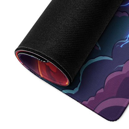 Vaporwave Cosmos Gaming Mouse Pad - Cosmic Planet Purple Orange Desk Vaporwave Nostalgic Neon Gaming Setup Digital Art