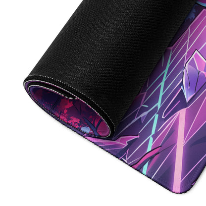 Neon Vaporwave Gaming Mouse Pad - Gaming Mouse Pad Neon Pink Purple Mood Retro Futurism Neon Aesthetic Desk Digital Art