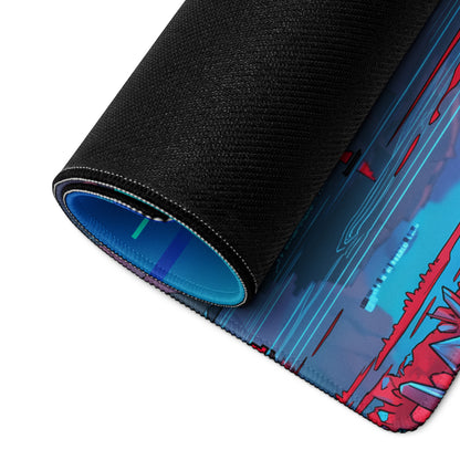 Vaporwave Neon Moon Mouse Pad - Mouse Pad Neon Pink Teal For Gaming Vaporwave Mood Neon Retro Niche Desk Mat Digital Art