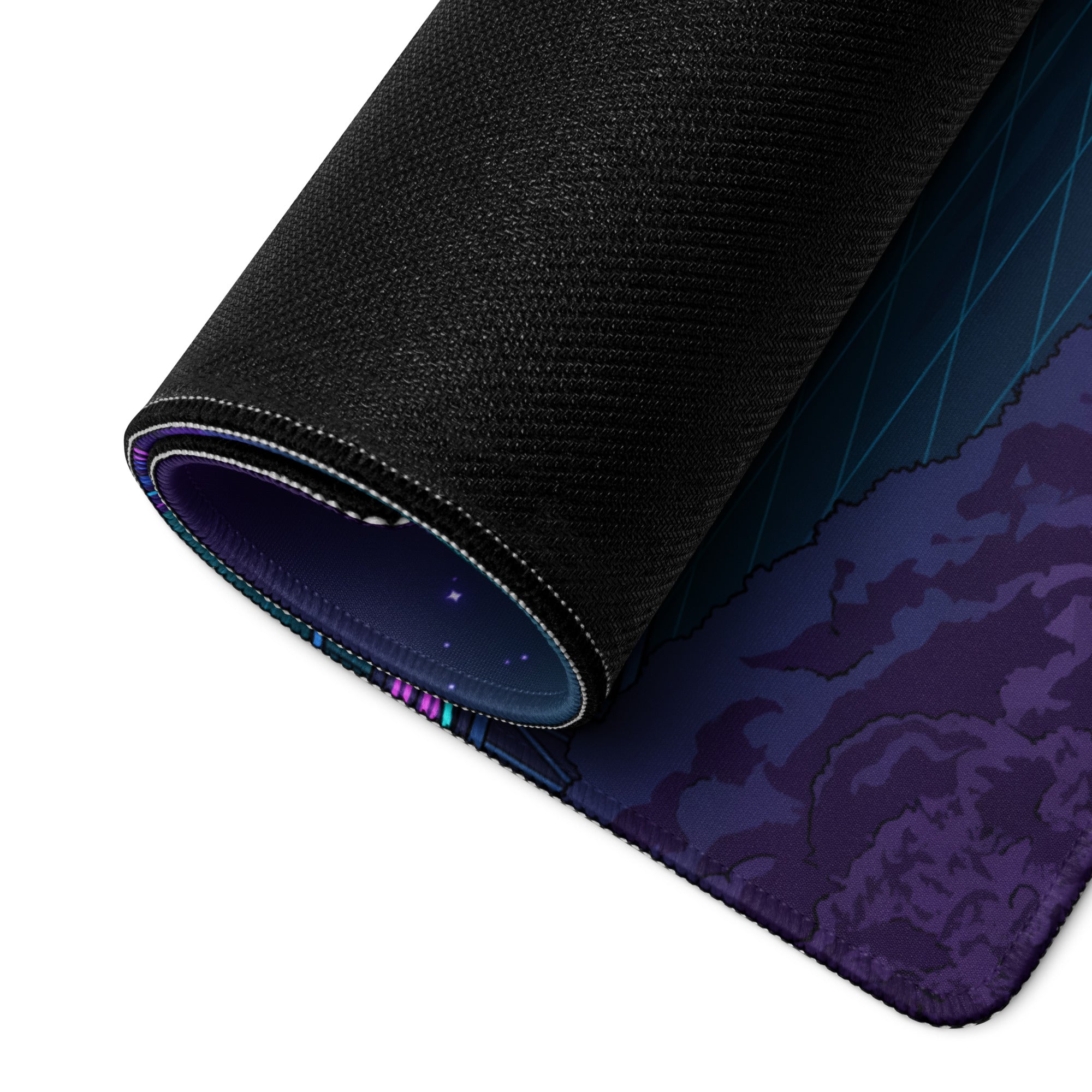 Vaporwave Bridge Neon Desk Pad - Bridge Cityscape Purple Teal Gaming Vaporwave Dreamy Mood Neon Decor Retro