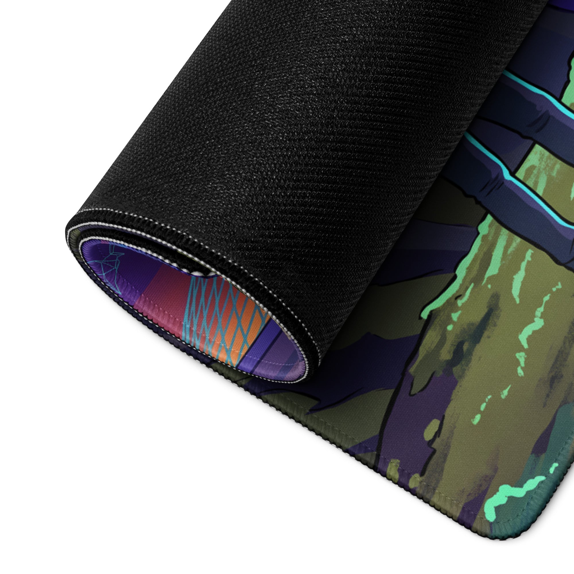 Vaporwave Neon Mountain Pad - Mouse Pad Purple Blue Pink Desk Vaporwave Dreamy Neon Mood Synthwave Decor Digital Art