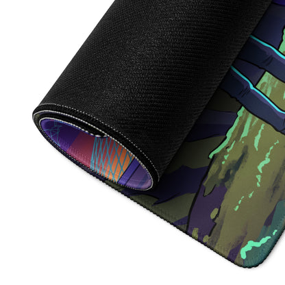 Vaporwave Neon Mountain Pad - Mouse Pad Purple Blue Pink Desk Vaporwave Dreamy Neon Mood Synthwave Decor Digital Art