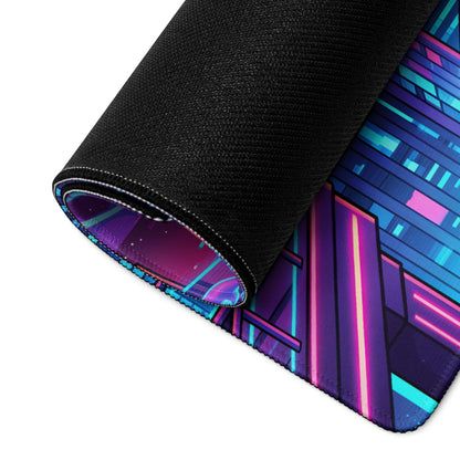 Neon Vaporwave Cityscape Mouse Pad - Cityscape Neon Pink Blue For Gaming Desk Vaporwave Dreamy Retro Futurism Digital Art