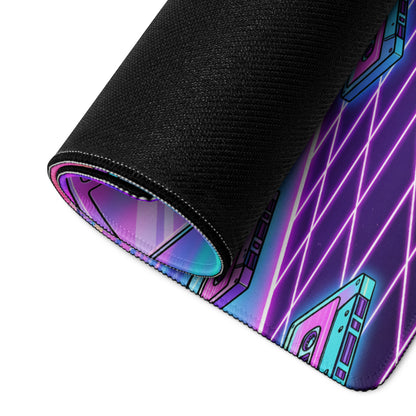 Neon Vaporwave Desktop Mouse Pad - Mouse Pad Neon Purple Cyan Desk Vaporwave Dreamy Neon Retro Futurism Large Gaming