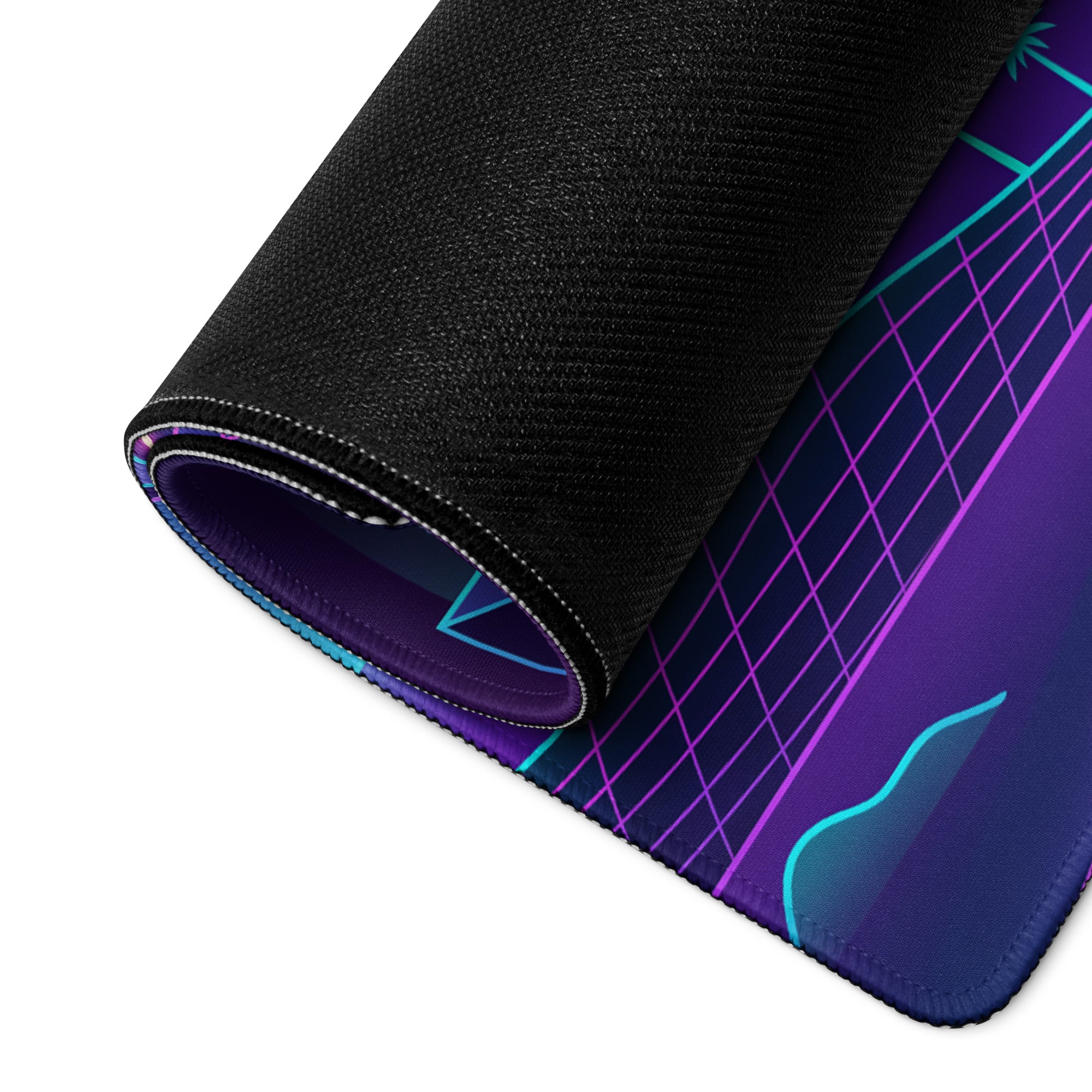 Vaporwave Neon Cityscape Mousepad - Cityscape Neon Pink Purple Blue Gaming Desk Vaporwave Nostalgic Cyberpunk Desk Mat