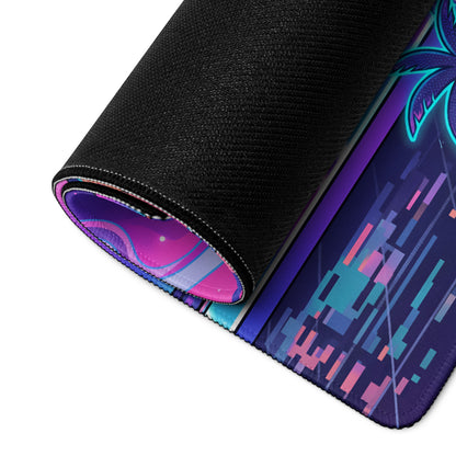Vaporwave Neon City Gaming Pad - Mouse Pad Neon Pink Blue For Gaming Desk Vaporwave Vibrant Retro Synthwave Mood