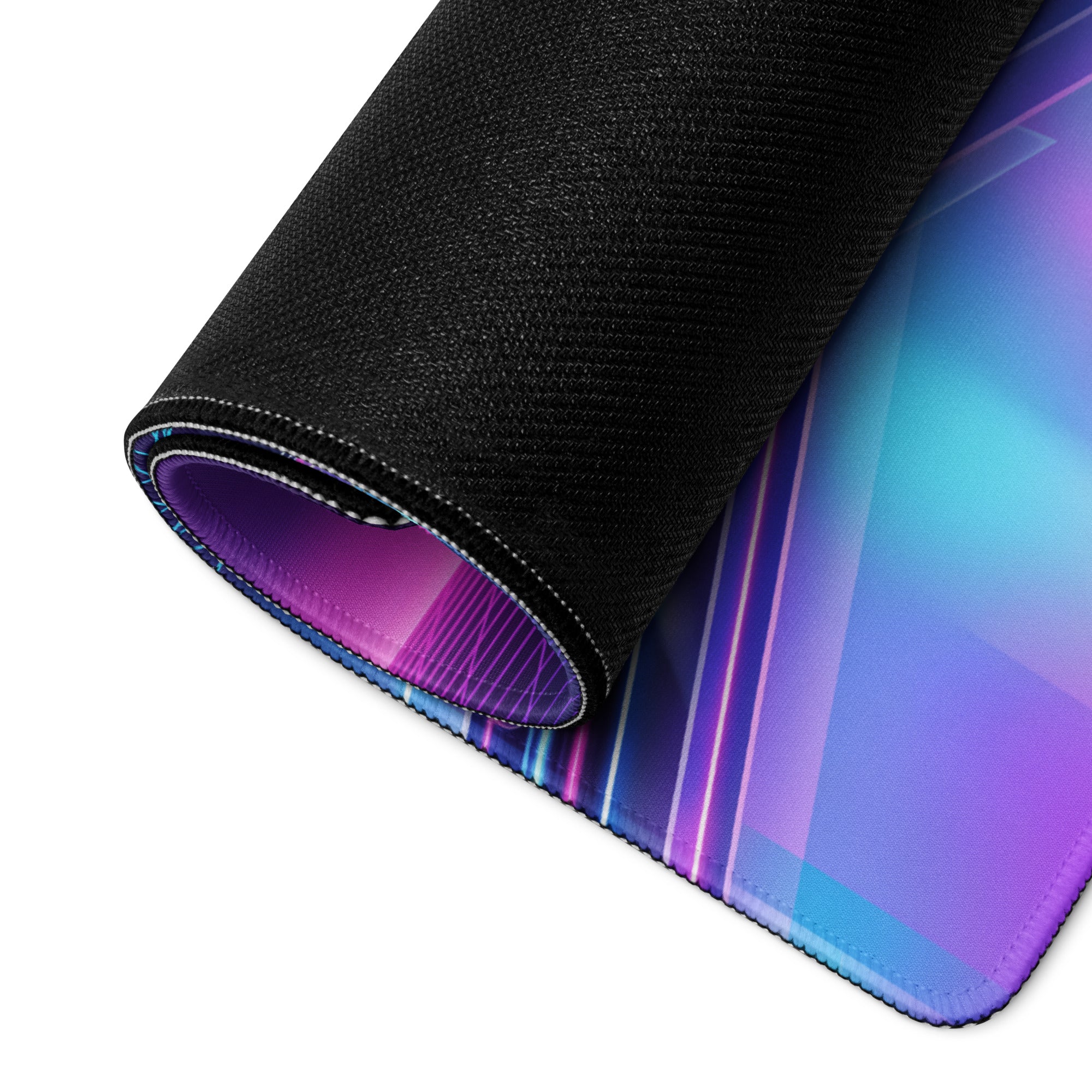 Vaporwave Neon Gaming Mouse Pad - Neon Purple Pink Blue Desktop Setup Vaporwave Retro Futurism Desk Mat Digital Art