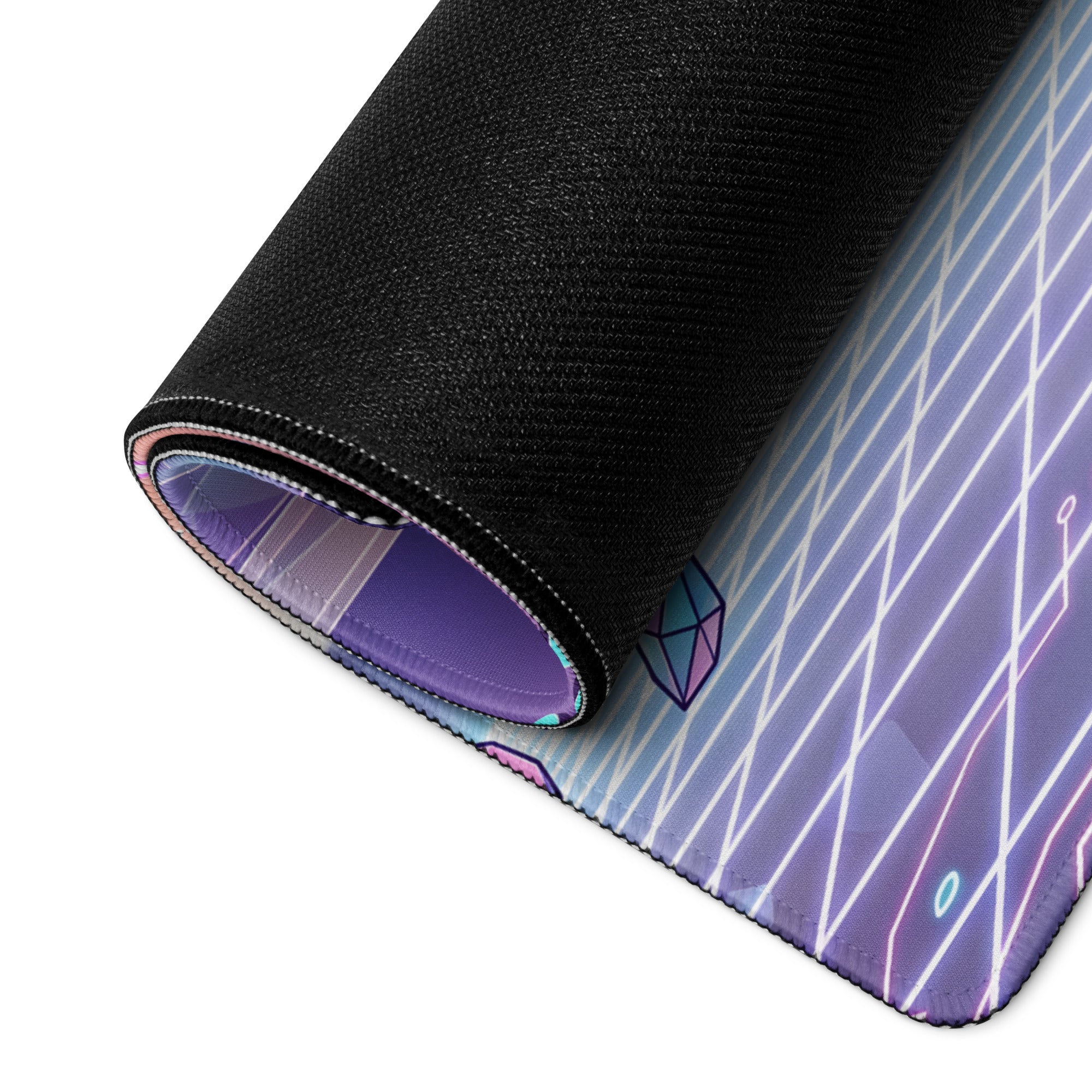 Vaporwave Neon Gaming Pad - Gaming Mouse Pad Neon Purple Pink Desk Neon Dreamy Retro Wave Gamer Accessory Digital Art