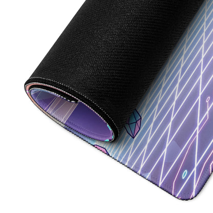 Vaporwave Neon Gaming Pad - Gaming Mouse Pad Neon Purple Pink Desk Neon Dreamy Retro Wave Gamer Accessory Digital Art