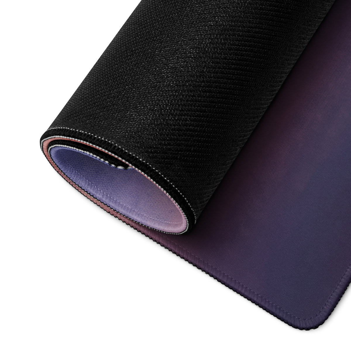 Aston martin vantage inspired sky blue gt3 extended desk pad in black and purple gradient with textured surface and stitched edges
