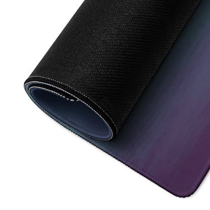 Aston martin vantage inspired sunset orange front desk mat with black and purple gradient textured fabric surface