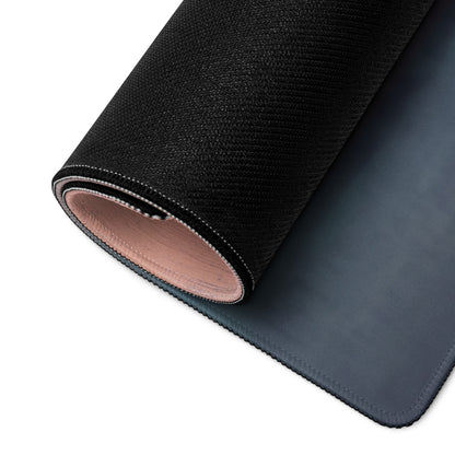 Black textured ultra-glide stitched edge gaming mouse mat with smooth dark gray surface and light pink inner lining