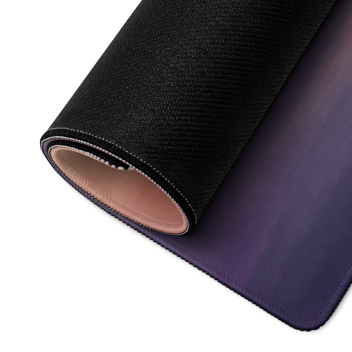 Rolled-up Ferrari SF90 XX Stradale inspired track edition gaming mousepad with black and purple gradient cloth surface