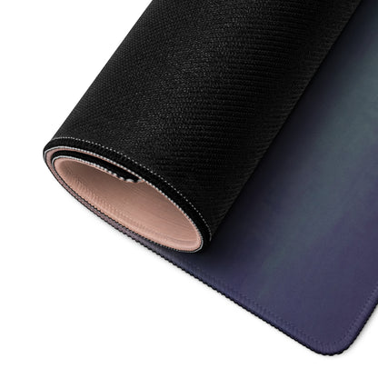 Black textured ultra-glide cloth gaming mousepad with gradient blue underside and stitched edges inspired by porsche carrera gt