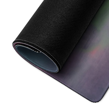 Black textured porsche 911 gt2 rs inspired acid green gaming mousepad with gradient green and purple stitched edges