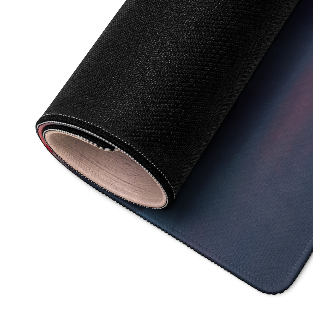 Black textured non-slip rubber gaming mousepad with subtle gradient finish and stitched edges inspired by Pagani Huayra Roadster titanium desk mat