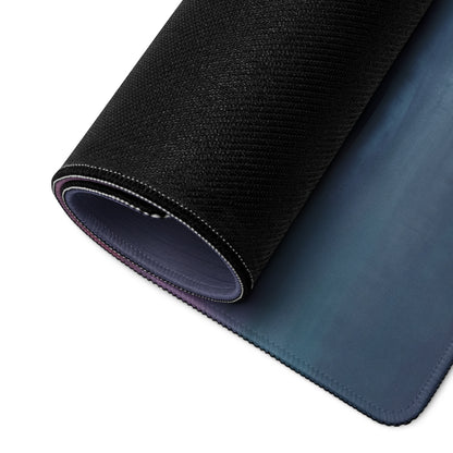 Black textured mousepad with stitched edges and subtle gradient blue underside for high dpi smooth control