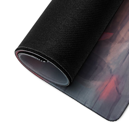 Black textured lamborghini huracán inspired cyber camo desk mat with dark gray muted red and soft purple gradient design