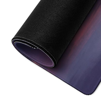 Aston Martin Valhalla inspired silver aero desk mat mousepad with black textured base and purple blue gradient surface