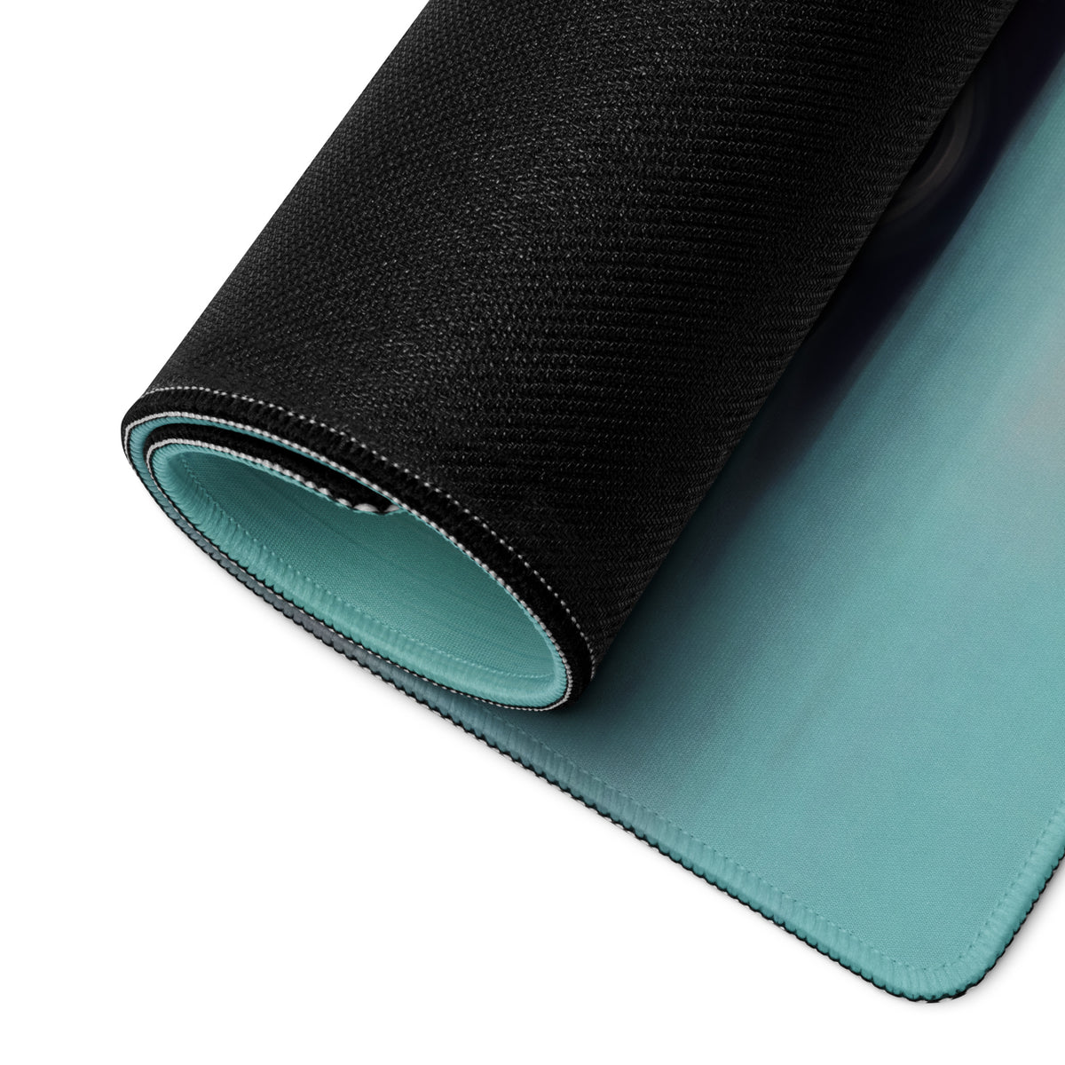 Lamborghini Huracán inspired titanium profile desk mat black and teal dual-sided mousepad with textured outer surface and smooth lining