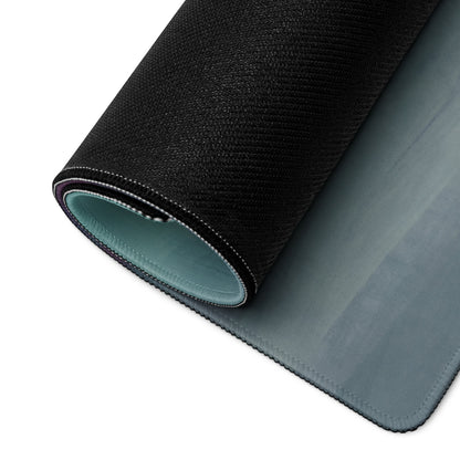 Black textured lamborghini huracán gt3 inspired verde racing desk mat with teal inner lining and stitched edges mousepad