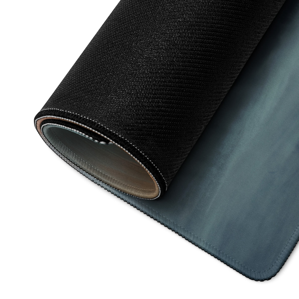 Black textured koenigsegg jesko inspired gold frontale desk mat with stitched edges and subtle gray cloth underside
