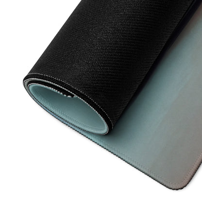 Black textured Acura NSX inspired pearl widebody desk pad with light blue interior lining and ultra-glide stitched edges