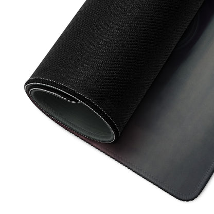 Black textured underside of porsche 911 gt3 rs inspired lava orange desk mat with smooth dark gray cloth and stitched edges
