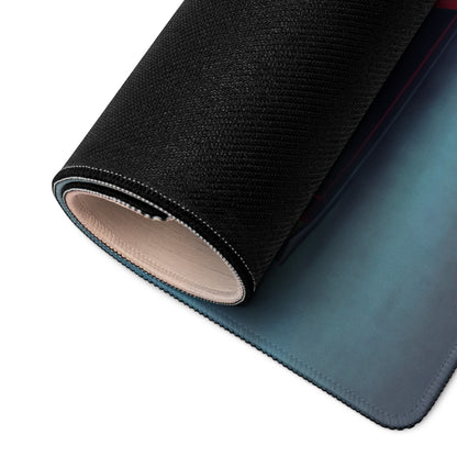 Black textured gaming mousepad with gradient blue surface and stitched edges aston martin vantage gt3 inspired desk mat