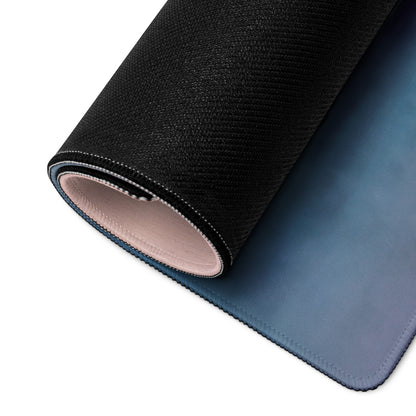 Lamborghini huracán inspired pearl white desk pad with black and blue gradient textured outer surface and soft lining