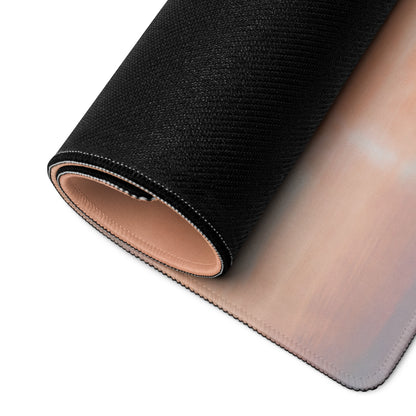 Black textured mcLaren P1 inspired solar flare desk mat with soft beige underside and stitched edges for low friction use
