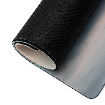 Black textured ultra-glide stitched edge gaming mousepad with gradient sky design inspired by Lamborghini Gallardo crimson drift