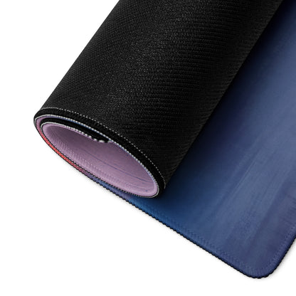 McLaren Senna inspired stealth dihedral desk mat with black textured outer surface lavender lining and gradient blue underside