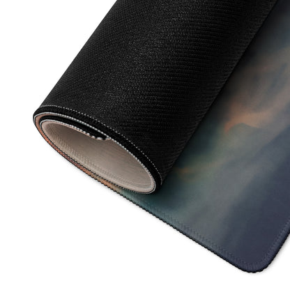 Mercedes-AMG ONE inspired hyper silver mist desk pad black textured mousepad with subtle blue and purple gradient design