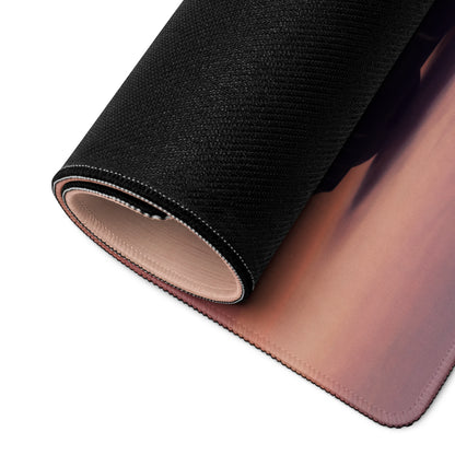 Ferrari SF90 XX inspired Azure Apex desk mat mousepad with black and rose gold gradient textured fabric and stitched edges