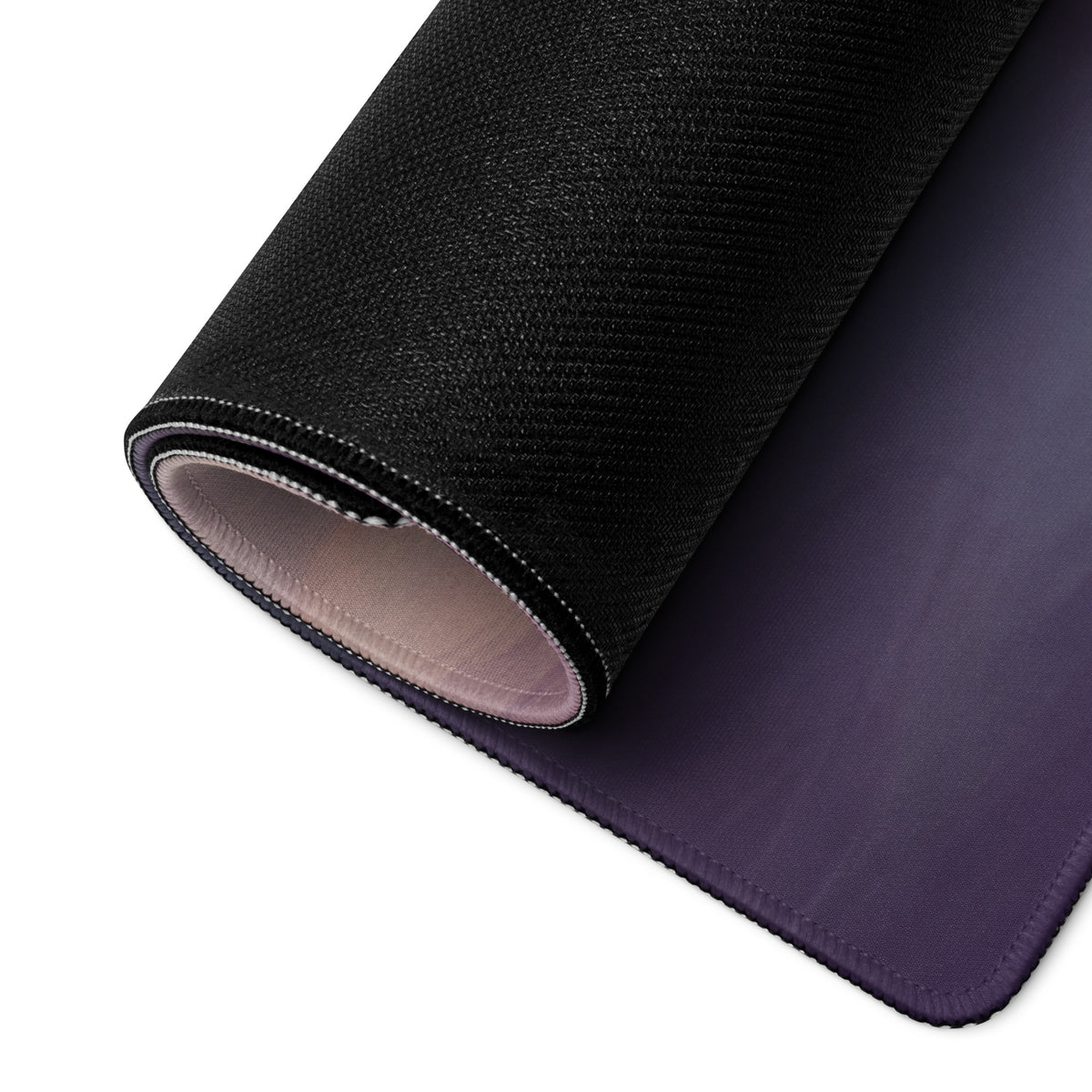 Porsche 911 gt2 rs inspired silver weissach desk pad with black and purple gradient ultra glide mouse mat and stitched edges