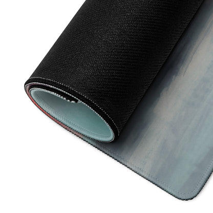 Black textured low-friction cloth Porsche 911 inspired heritage livery desk mat with subtle gradient and light blue lining