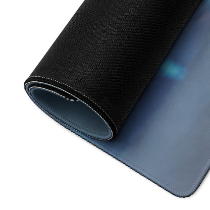 Black textured lamborghini huracán inspired performante white desk mat with blue gradient stitched underside for gaming