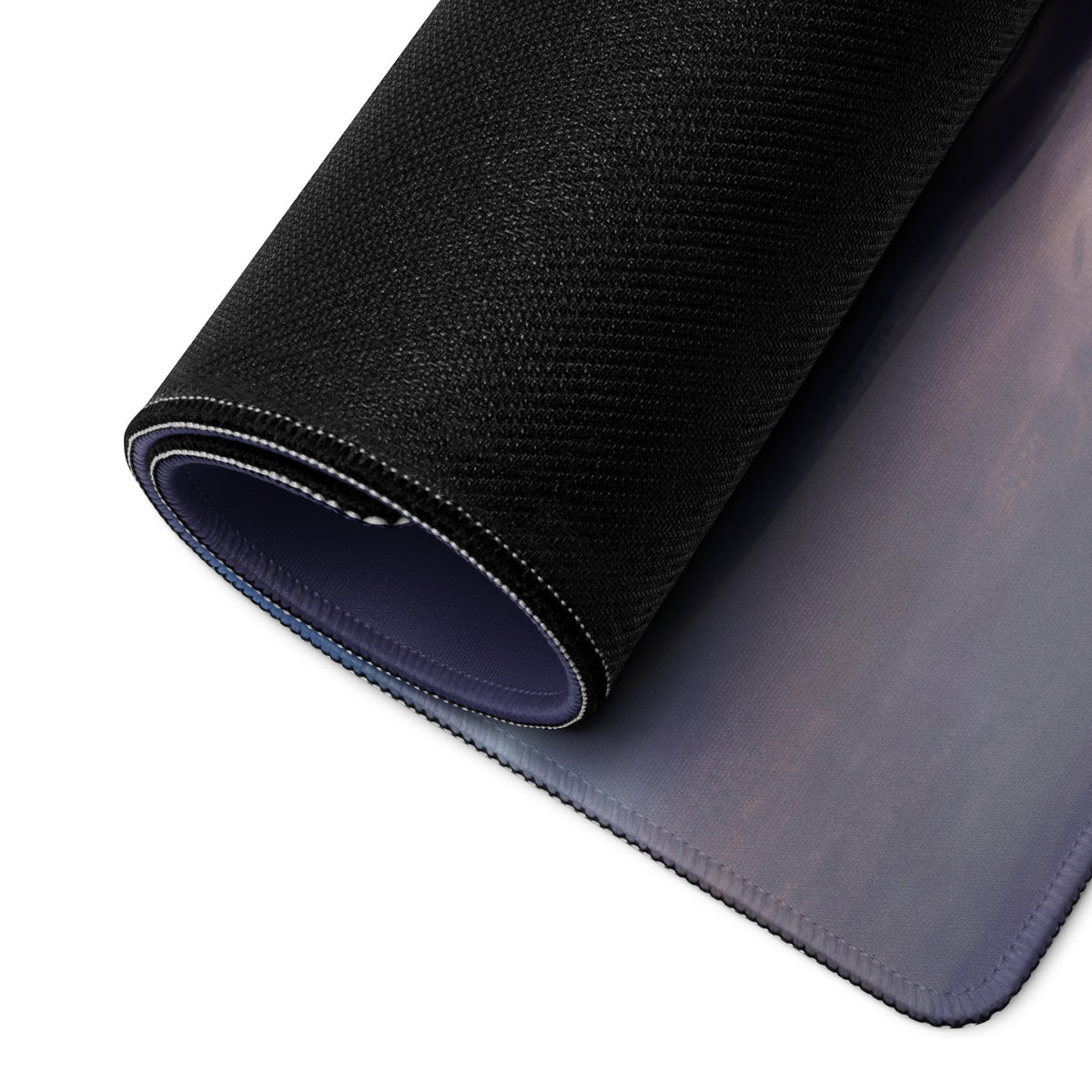 Black textured McLaren P1 inspired charcoal profile desk mat with stitched edges and subtle gradient underside for gaming