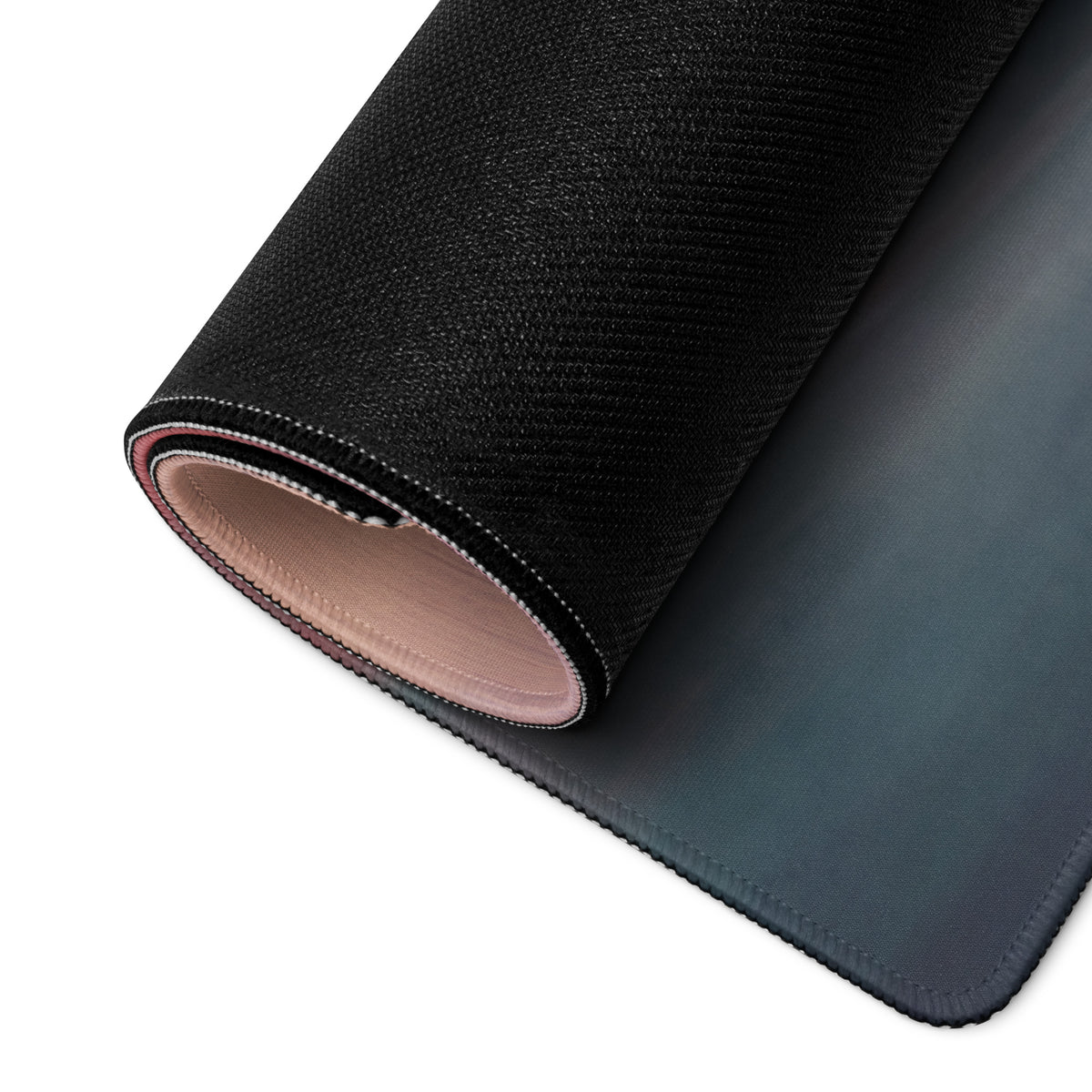 Lamborghini Huracán inspired pearl tricolore desk pad with black textured base smooth dark gray surface and pinkish inner lining