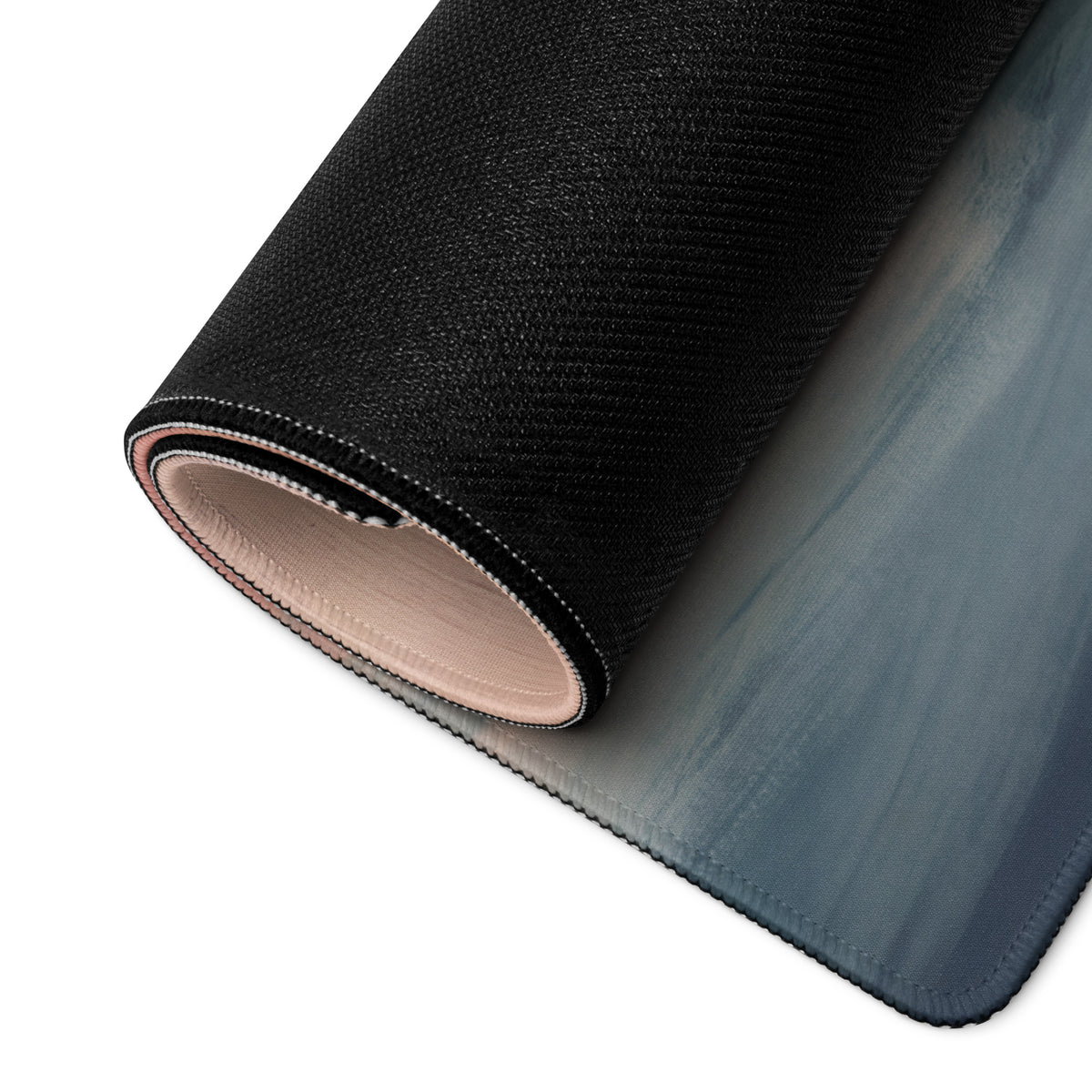 Black textured gaming mousepad with gradient blue and gray design inspired by Lamborghini Countach giallo retro desk pad