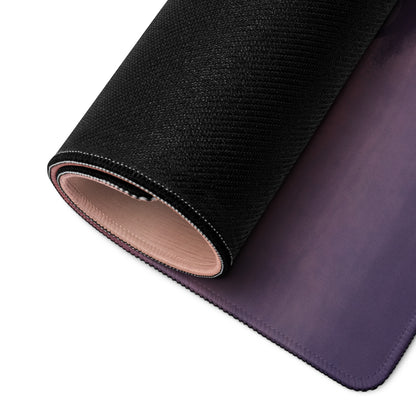 Black textured yamaha yzf-r1 inspired extended desk mat with gradient purple underside and light pink lining