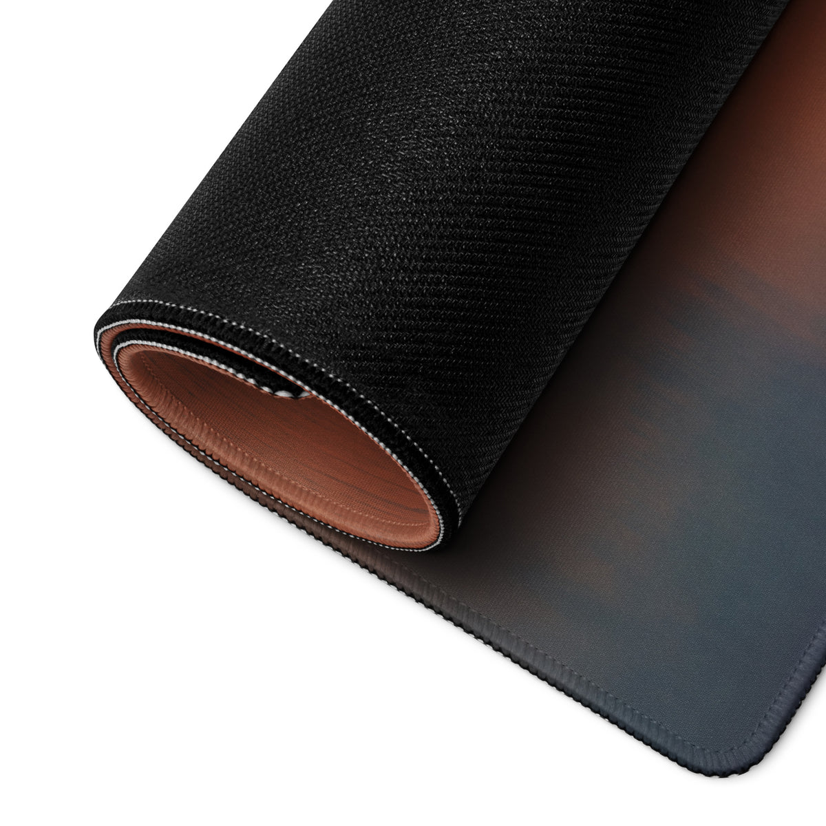 Black textured gaming mousepad with tan leather interior and stitched edges for yamaha yzf-r1 inspired desk protection