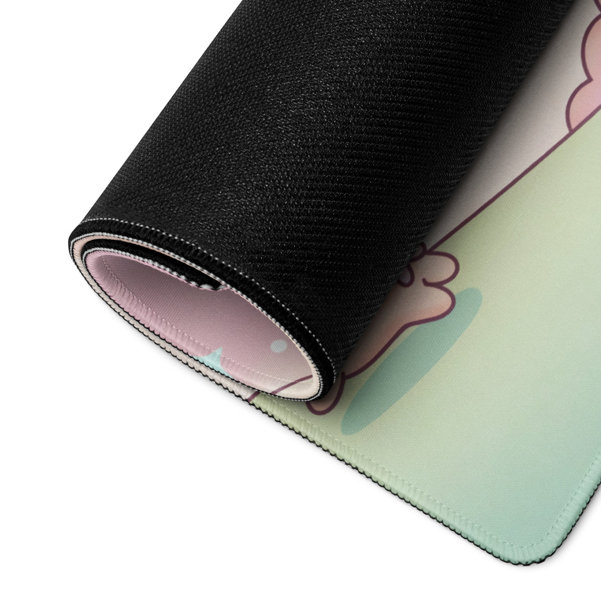 Pastel Cute Bunny Clouds Mouse Pad