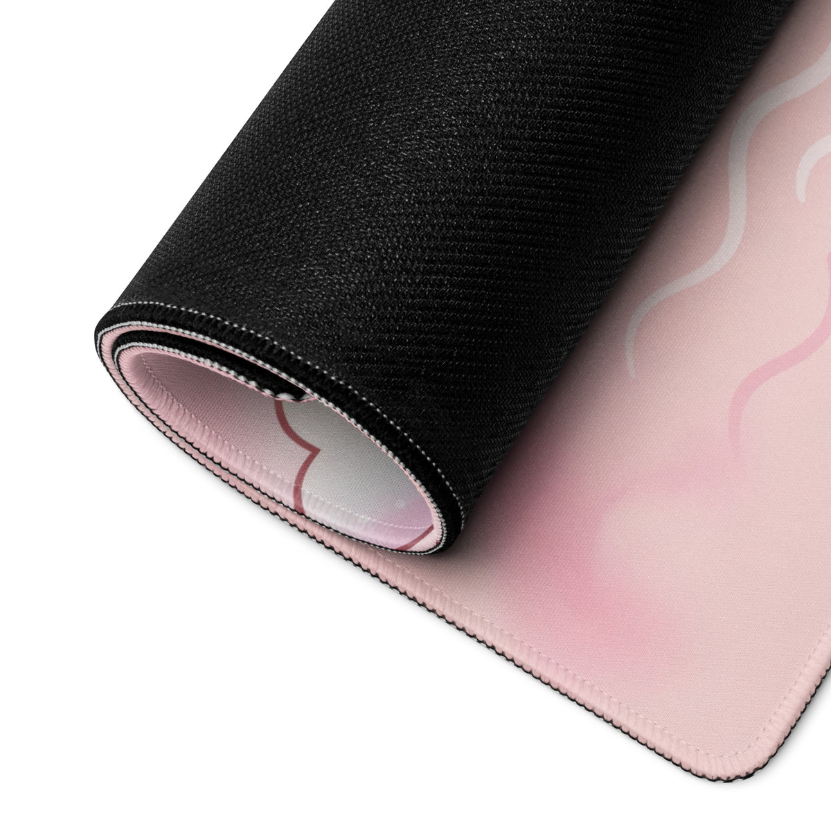 Pink Cute Gaming Mouse Pad With Strawberries Clouds And Boba Tea Design