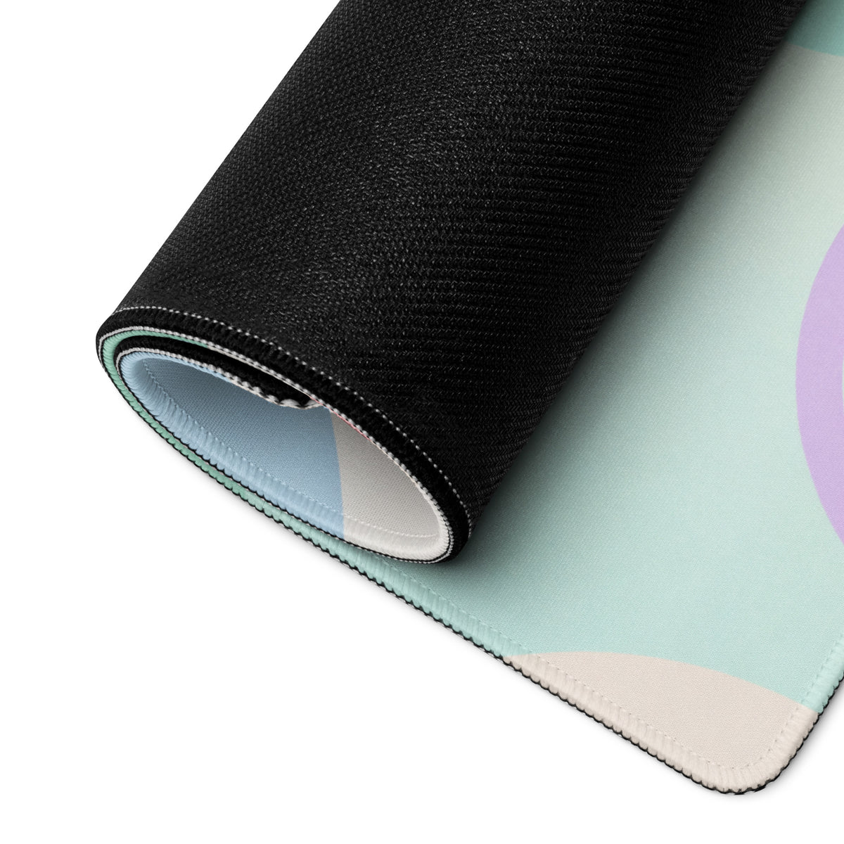Pastel Cute Gaming Mouse Pad With Rainbow Swirls And Clouds