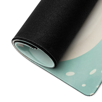 Pastel Cat Themed Gaming Mouse Pad Mint Blue